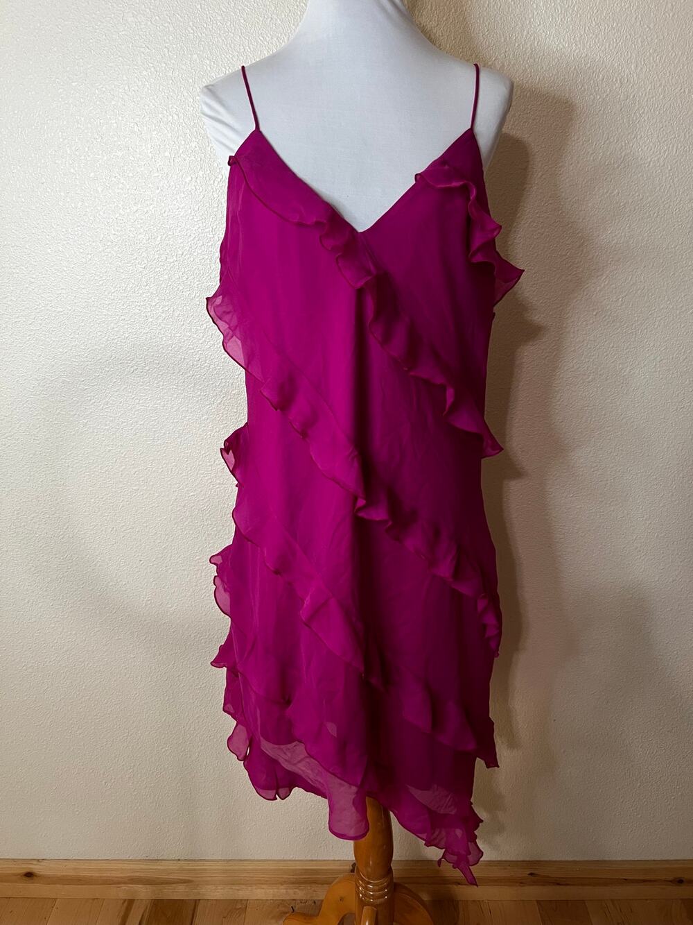 Abercrombie & Fitch Magenta Pink Ruffle Asymmetric Mini dress XLT Tall